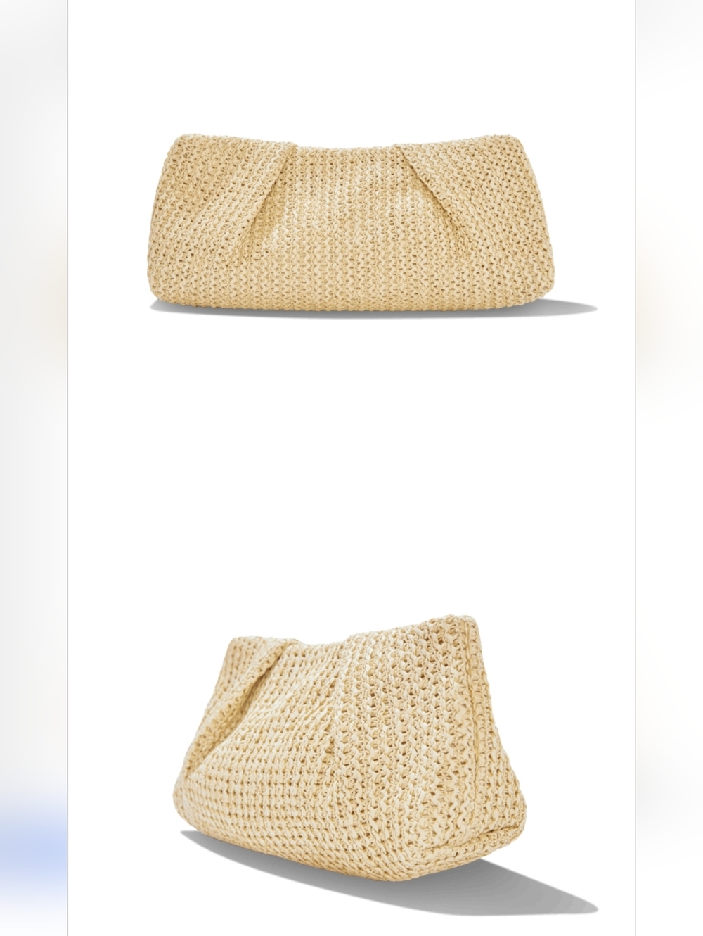 Handwoven Beige Straw Clutch - Neutral Summer Wristlet